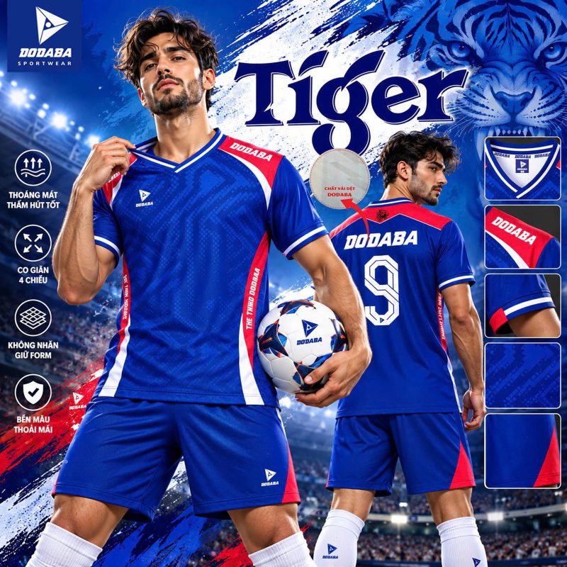 áo thiết kế Tiger màu xanh nước biển