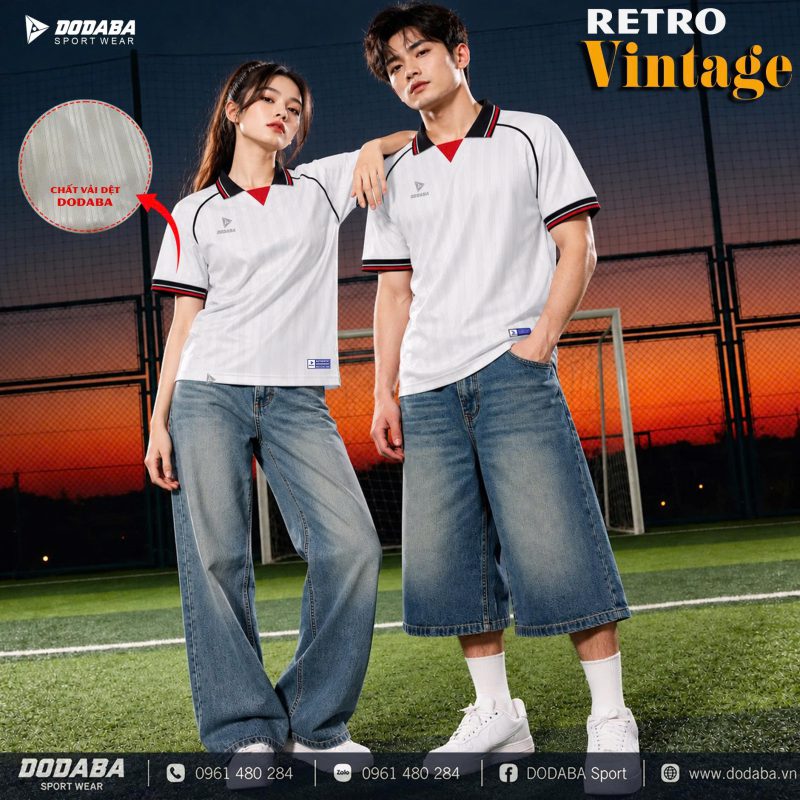 áo thiết kế retro vintage màu trắng